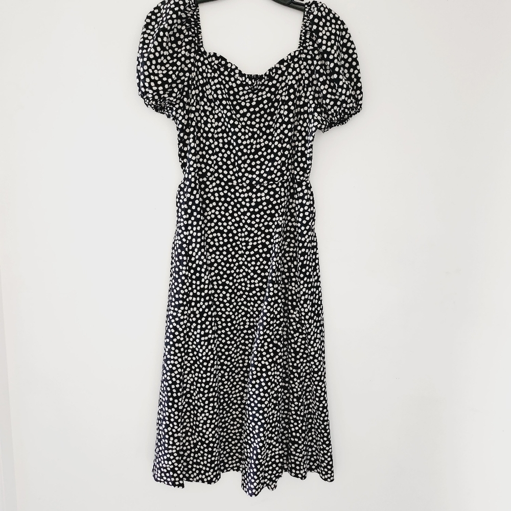 Nwot SweatyRocks Boho Short Puff Sleeves Slit A-line Flare Dress - Picture 3 of 9